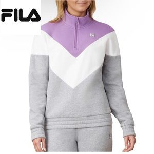 FILA Purple White and Grey half zip sweatshirt